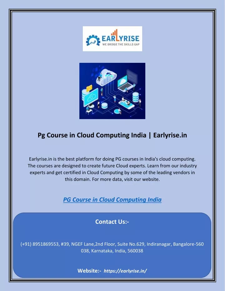 pg course in cloud computing india earlyrise in