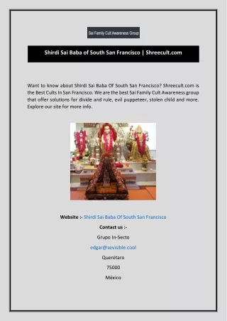 Shirdi Sai Baba of South San Francisco  Shreecult.com