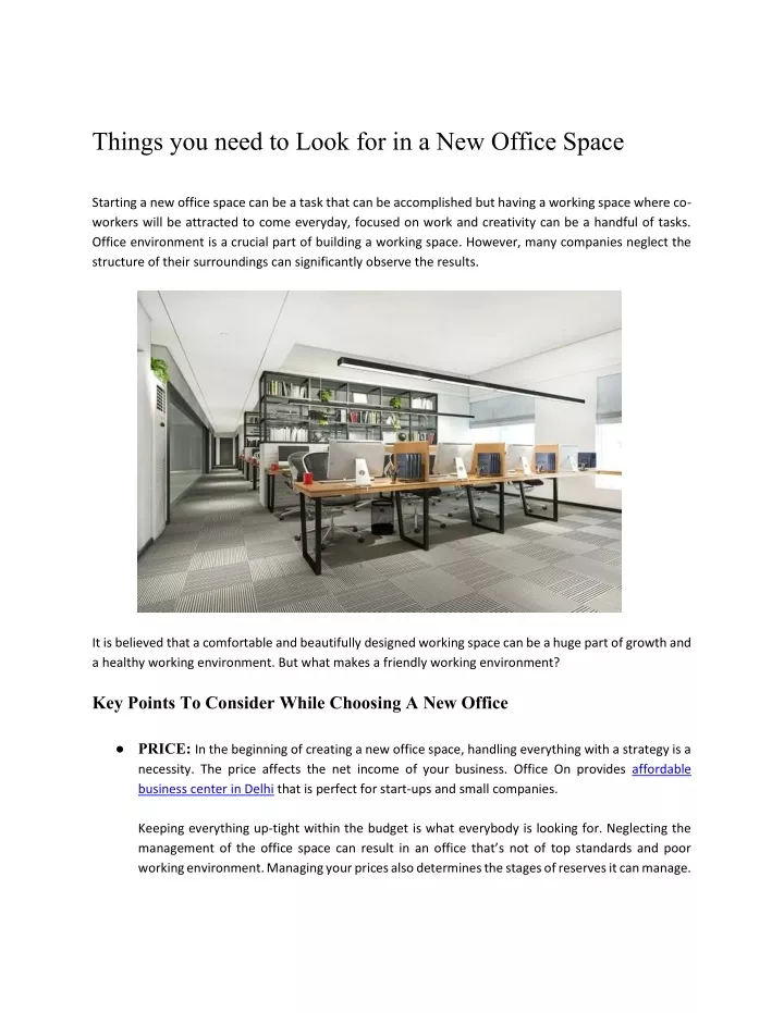 things you need to look for in a new office space