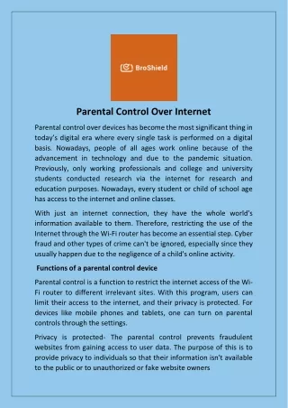 parental control over internet