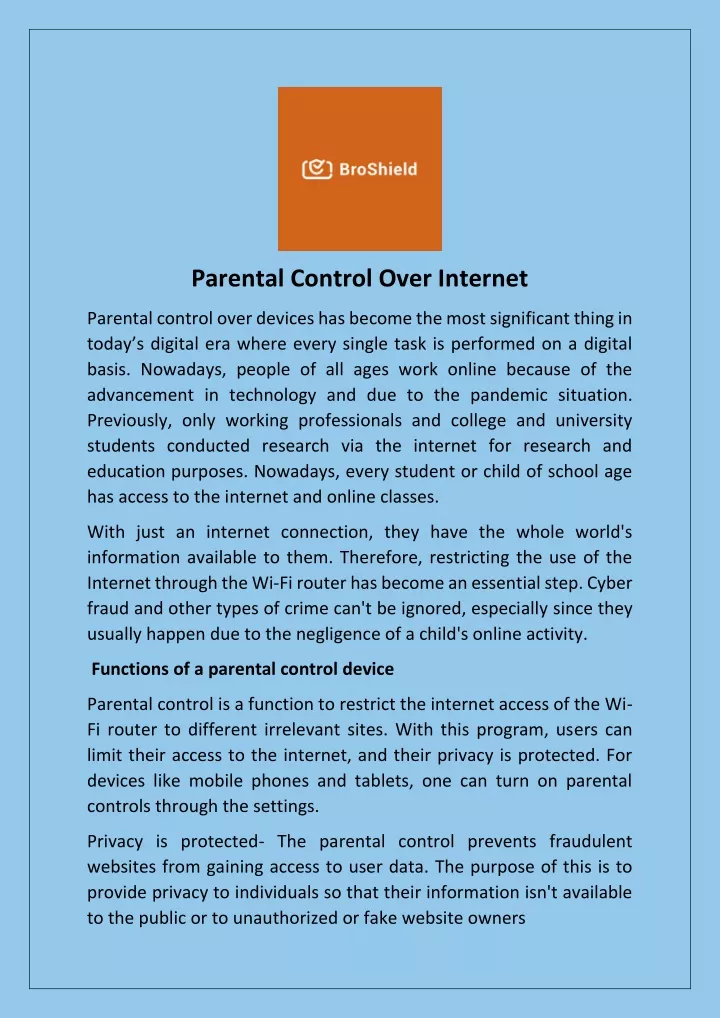 parental control over internet