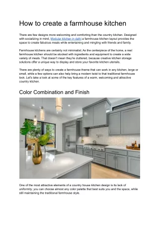 how to create a farmhouse kitchen