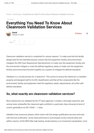Everything You Need To Know About Cleanroom Validation Services