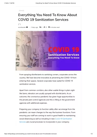 Everything You Need To Know About COVID 19 Sanitization Services