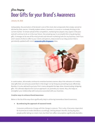 Door Gifts for your Brand’s Awareness