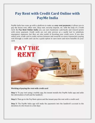 Pay Rent with Credit Card Online with PayMe India
