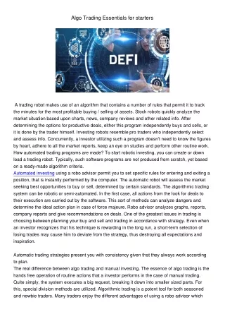 algo trading essentials for starters