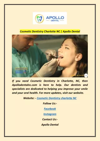 Cosmetic Dentistry Charlotte NC | Apollo Dental