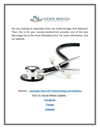 Speciality Exam Sce Endocrinology And Diabetes | License-medical.Com