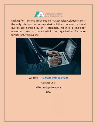 It Service Desk Solutions | Mtechnologysolutions.com