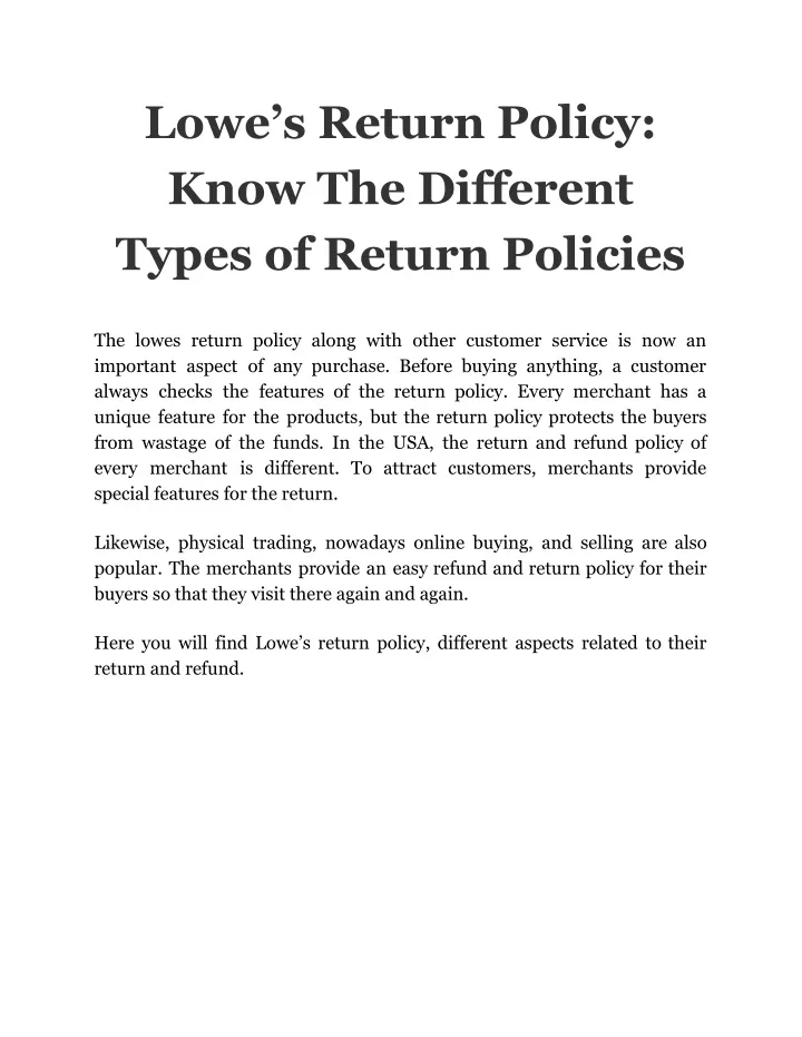 lowe s return policy know the different types