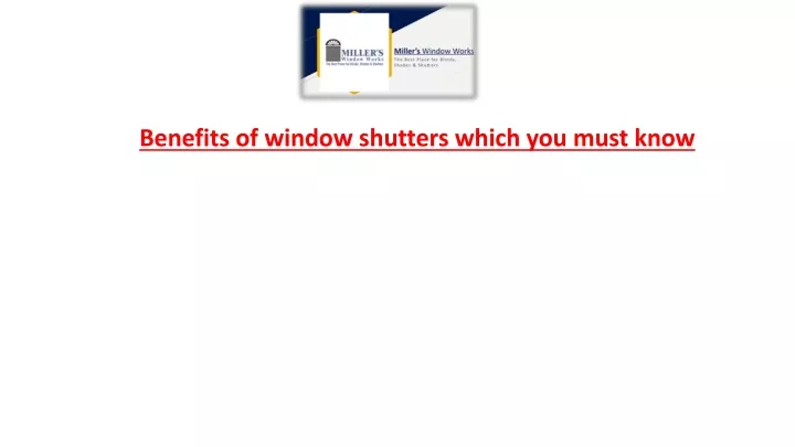 benefits of window shutters which you must know