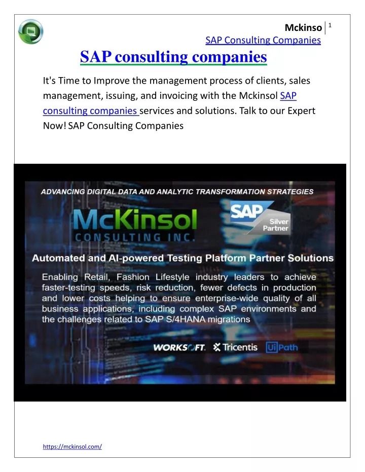 mckinso sap consulting companies sap consulting