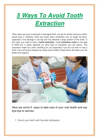 5 ways to avoid tooth extraction