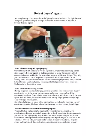 role of buyers agents