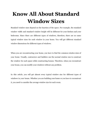 know all about standard window sizes