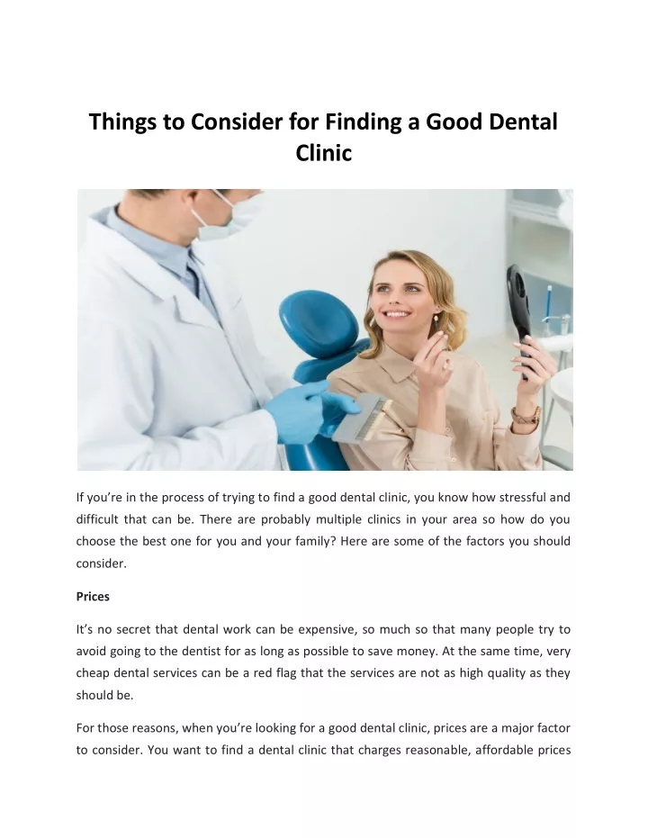 things to consider for finding a good dental