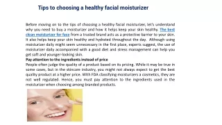Tips to choosing a healthy facial moisturizer