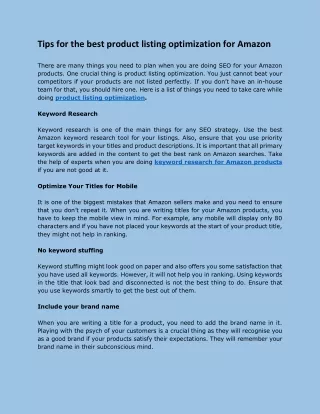 tips for the best product listing optimization