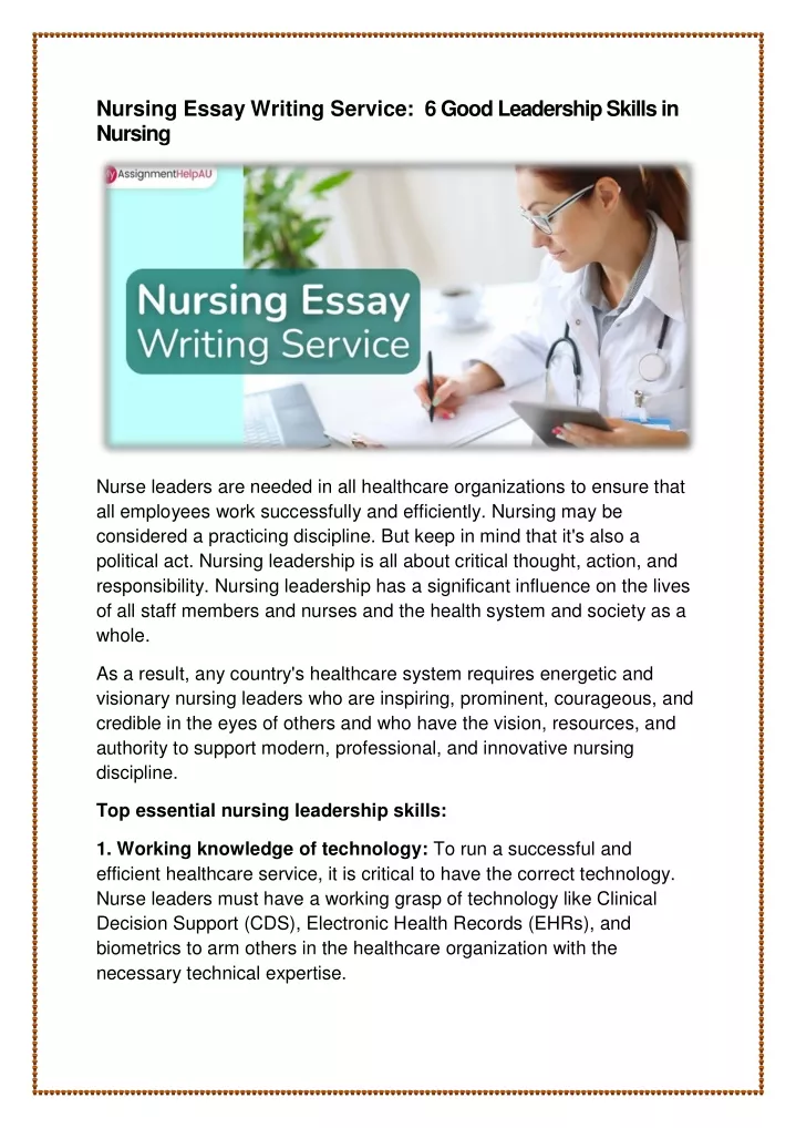 nursing essay writing service 6 good leadership