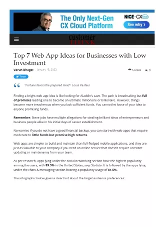 Top 7 Web App Ideas for Businesses with Low Investment