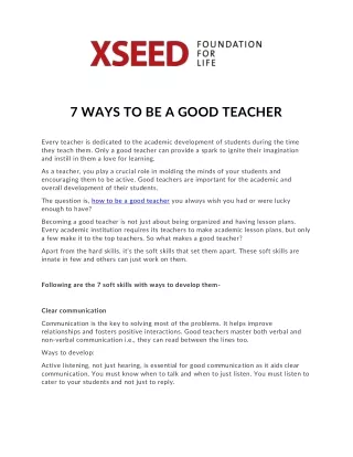 XSEED Education - how to be a good teacher
