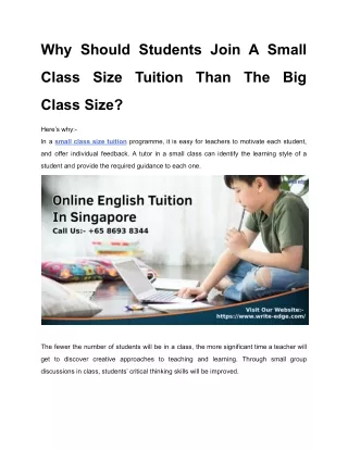 why should students join a small