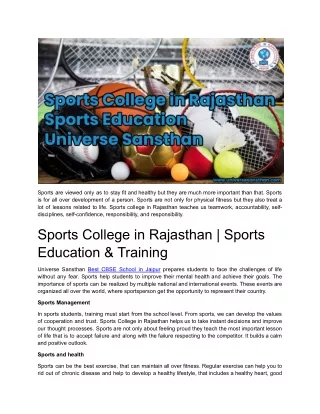 Sports College in Rajasthan _ Sports Education & Training