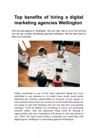 Top benefits of hiring a digital marketing agencies Wellington