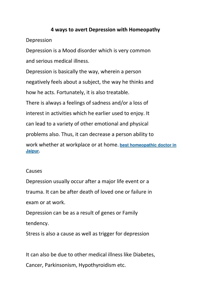 4 ways to avert depression with homeopathy