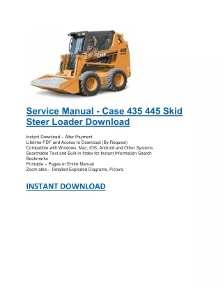 service manual case 435 445 skid steer loader
