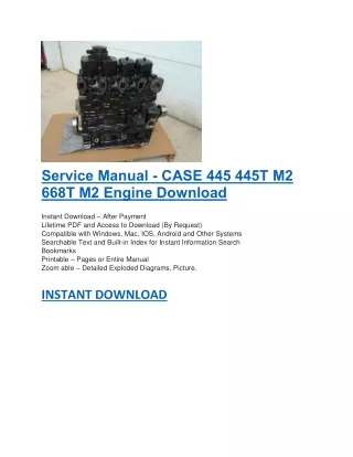 service manual case 445 445t m2 668t m2 engine