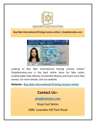 Buy fake International Driving License online | shopfastnotes.com