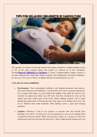 Tips For Relaxed Childbirth in Caboolture