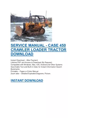 service manual case 450 crawler loader tractor