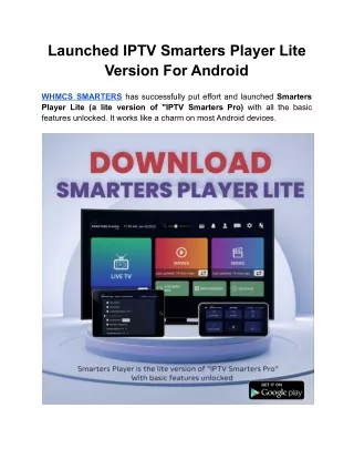launched iptv smarters player lite version