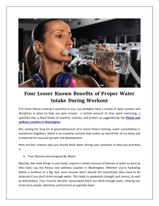 Four Lesser Known Benefits of Proper Water Intake During Workout