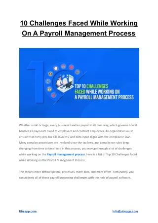 10 Challenges Faced While Working On A Payroll Management Process
