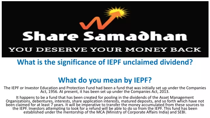 what is the significance of iepf unclaimed