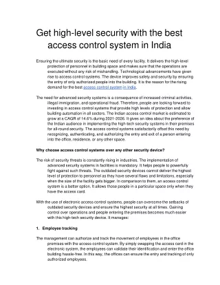 best access control system in India