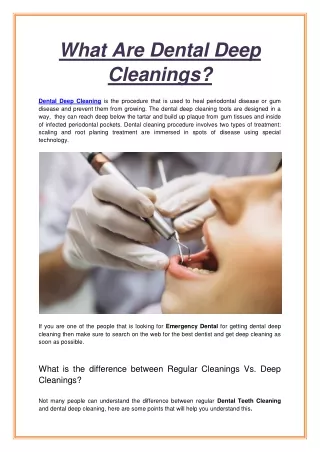 what are dental deep cleanings