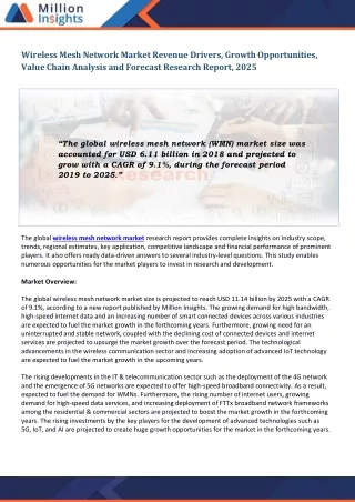 wireless mesh network market revenue drivers
