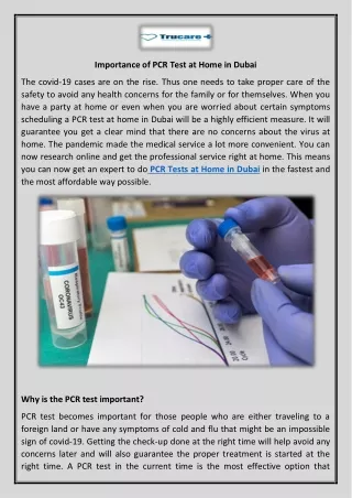 Importance of PCR Test at Home in Dubai