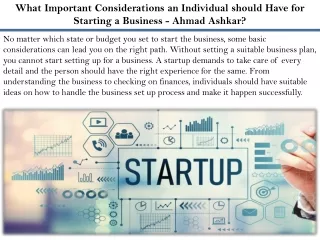 what important considerations an individual