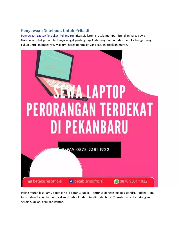 penyewaan notebook untuk pribadi penyewaan laptop