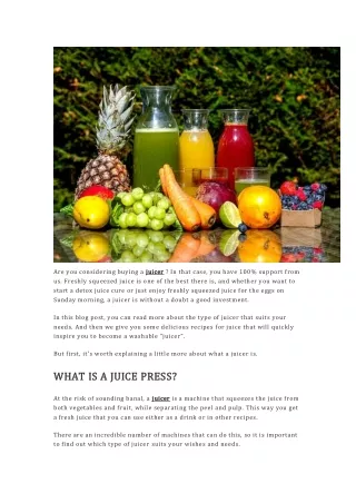 HOW TO CHOOSE THE RIGHT JUICE PRESS