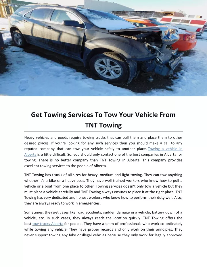 get towing services to tow your vehicle from