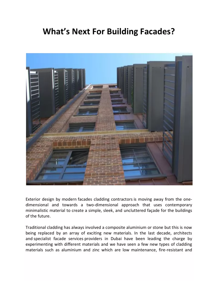 what s next for building facades