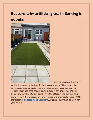 reasons why artificial grass in barking is popular