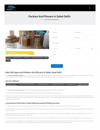 Local Movers and Packers Saket Delhi - Household Shifting Services